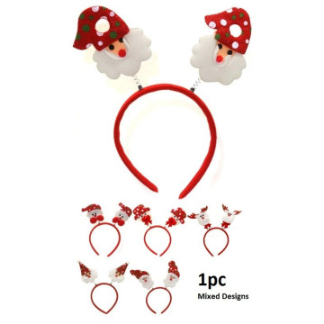 Kersthaarband Kerstman met korte baard - rood