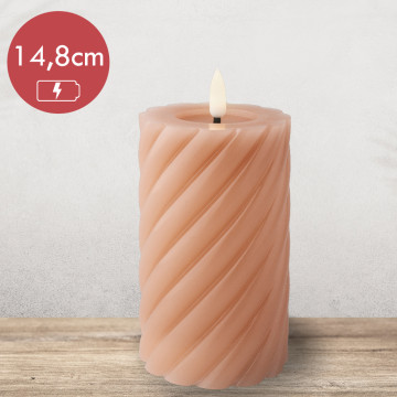 LED kaars wax licht roze met vlam-effect voor binnen 7,5 x 14,8cm
