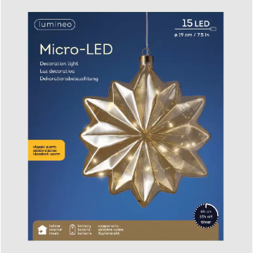 Micro LED bloem aan touw - 15 LEDs - ø19x8 cm