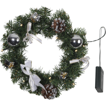 Mini kerstkrans verlicht "zilver" 30cm