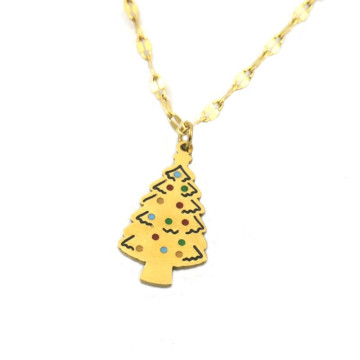 Gouden ketting met kerstboom en kleurtjes
