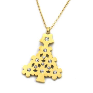 Gouden ketting met kerstboom en diamantjes