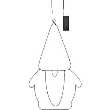 Zwarte kerstkabouter met 30 LED lampjes - 61 cm