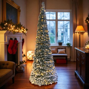 Pop-up kerstboom met sneeuw en 500 LEDs dimbaar - 300 cm 