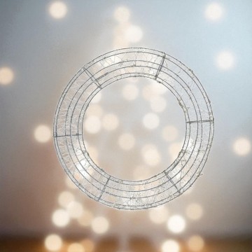 Zilveren 3D kerstkrans van metaal met 1880 LEDS - 58 cm