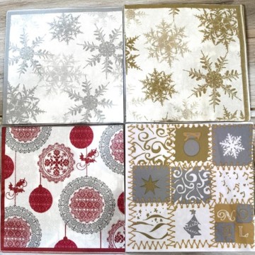 4-pack Kerst servetten met verschillende kerstmotieven