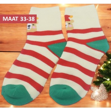 Kinder kerstsokken gestreept maat 33-38