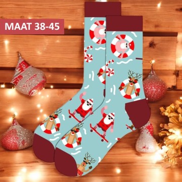 Kerstsokken met kerstfiguren voor volwassenen -  maat 38-45