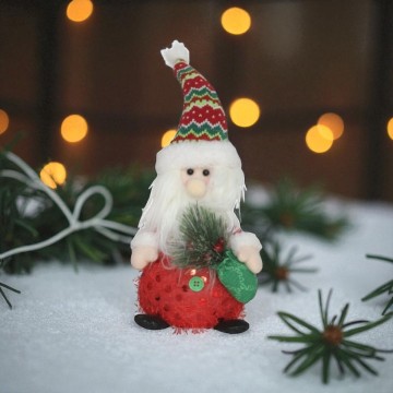 Pluche kerstman met kerstmuts en verlichting - 41 cm