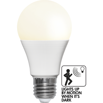 Schemersensor - Standaard bol - E27 - 8.8W - Extra Warm Wit - 2700K - Opaal