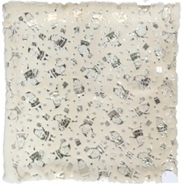 Kerst kussenhoes met zilveren kerstmannetjes 43 x 43 cm