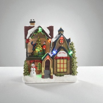 Handgeschilderd LED kersthuisje 'Welcome' - 18 cm hoog