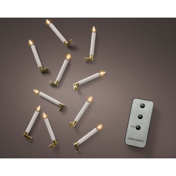 Set van 10 LED kaarsen Wit - 14 cm