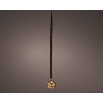 Kerstbal van bruin glas - 15 LED lampjes - Bruin  - 10 cm 