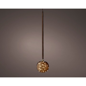 Design Kerstbal van bruin glas - 40 LED lampjes - 20 cm