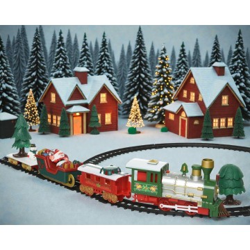 Kersttrein met LED en geluid - 91 x 44 x 8 cm