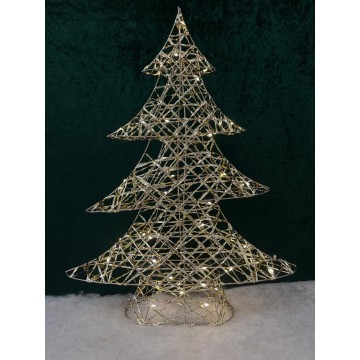 Micro LED kerstboom van metaal met 50 warm witte LEDS - 60 cm