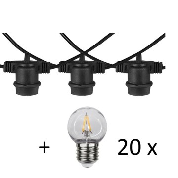 LED Prikkabelset 20M - 20 E27 lampen 1W <2200K