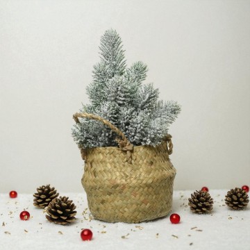 Micro kerstboom Groen met sneeuw ø13x24 cm