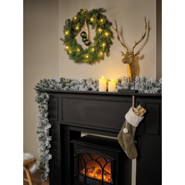 Everlands besneeuwde guirlande met 50 LEDs - 270x12 cm
