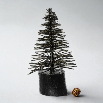 Set van 12 Micro Kerstboompjes - Zwart ø3,5x7 cm