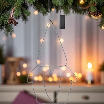 Zwarte kerstkabouter met 30 LED lampjes - 61 cm