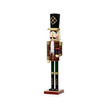 Traditionele notenkraker met hoge hoed en cadeau - 76 cm