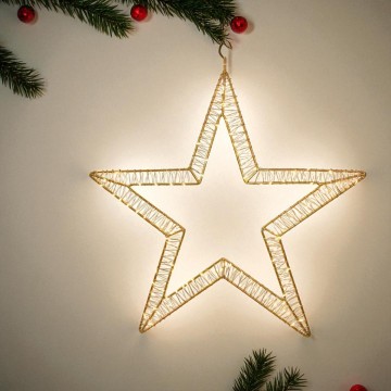 Silhouet kerstster met 120 Microleds - Warm wit - 40 cm