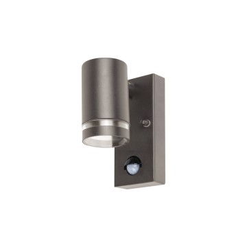 Integral IP54 RVS wandlamp met sensor Donkergrijs - GU10