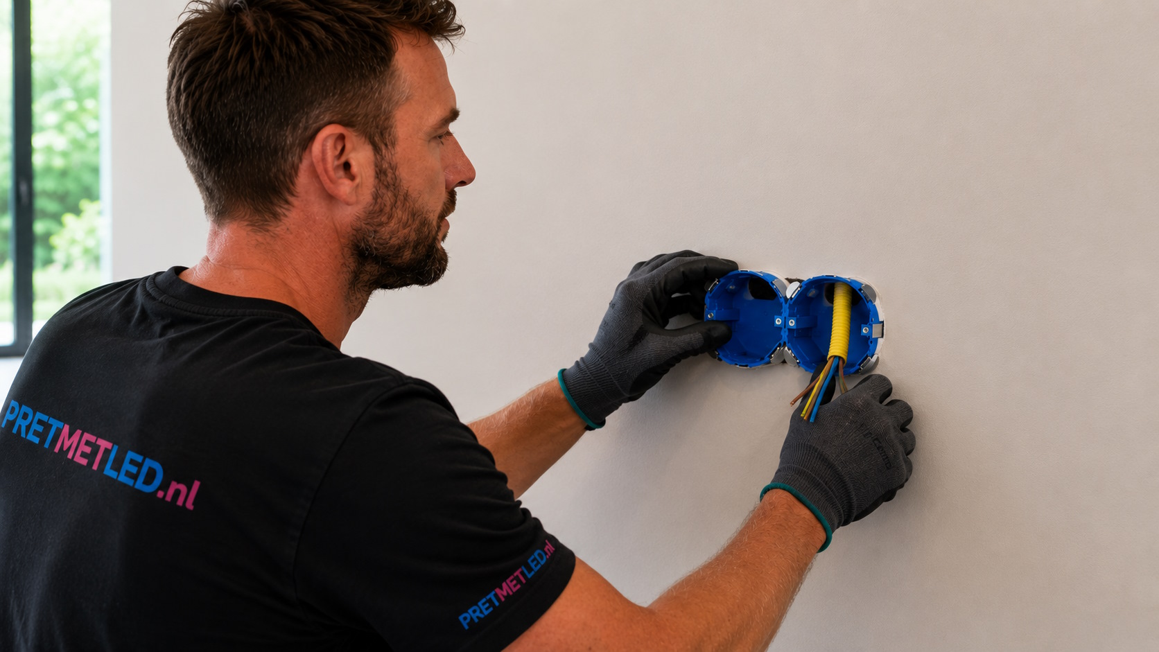 Installatie holle wanddoos met gatenzaag van 76mm