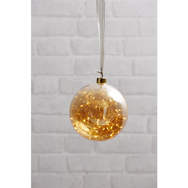 Kerstbal met 40 LED lampjes - 15cm - amber