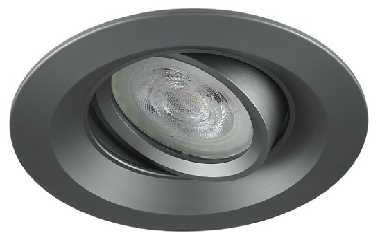 LED inbouwspot Emilio -Rond Grijs -Extra Warm Wit -Dimbaar -5W -Philips LED