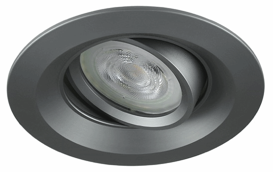 Warmglow inbouwspot Joel -Rond Grijs -Philips Warm Glow -Dimbaar -3.7W -Philips LED