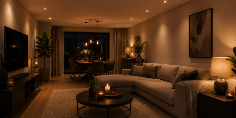 Lichtkleur woonkamer — extra warm wit 2700K en dimtone verlichting