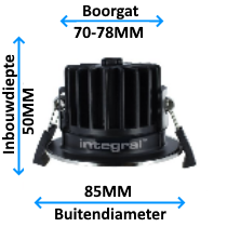 IP65 LED Inbouwspot Sanne -Rond Wit -Warm Wit -Dimbaar 6W -Integral IP65 LED Inbouwspot Sanne -Rond Wit -Warm Wit -Dimbaar 6W -Integral
