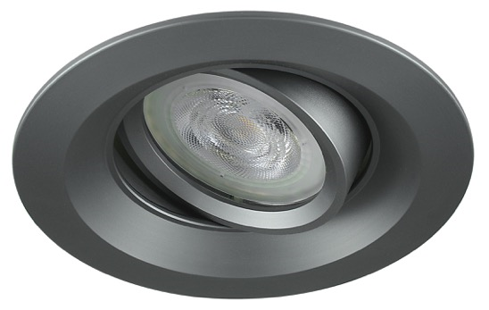 Platte inbouwspot Bartel -Rond Grijs -Extra Warm Wit -Dimbaar -3.8W -RTM Lighting LED