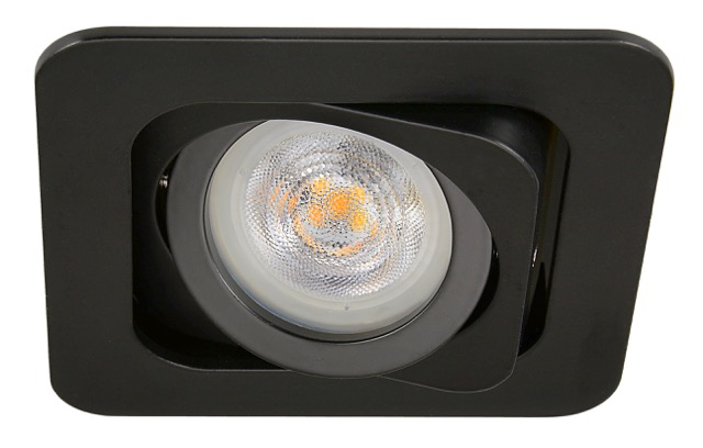 Platte inbouwspot Carlis -Vierkant Zwart -Extra Warm Wit -Dimbaar -3.8W -RTM Lighting LED