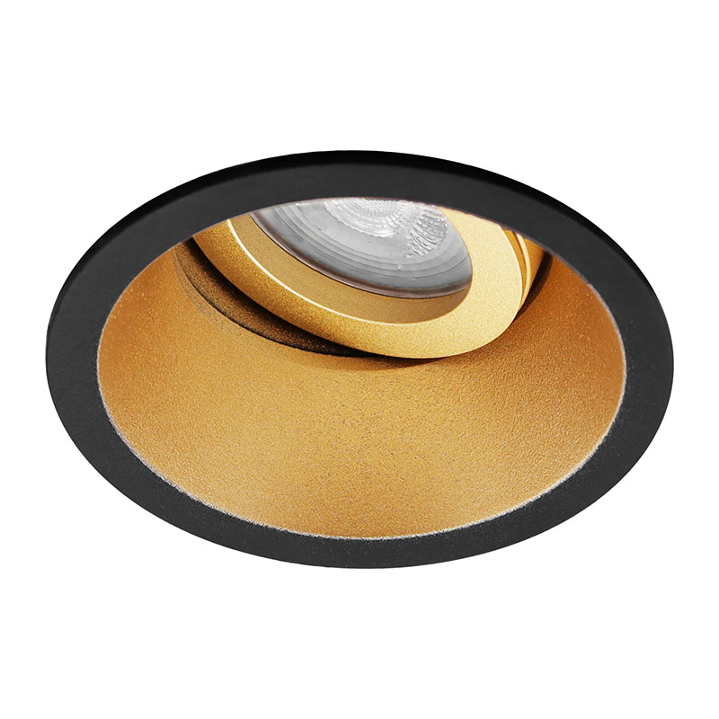 Premium platte Inbouwspot Jace Zwart/goud Verdiepte ronde spot Extra Warm Wit (2700K) Met RTM Lighti Premium platte Inbouwspot Jace Zwart/goud Verdiepte ronde spot Extra Warm Wit (2700K) Met RTM Lighti