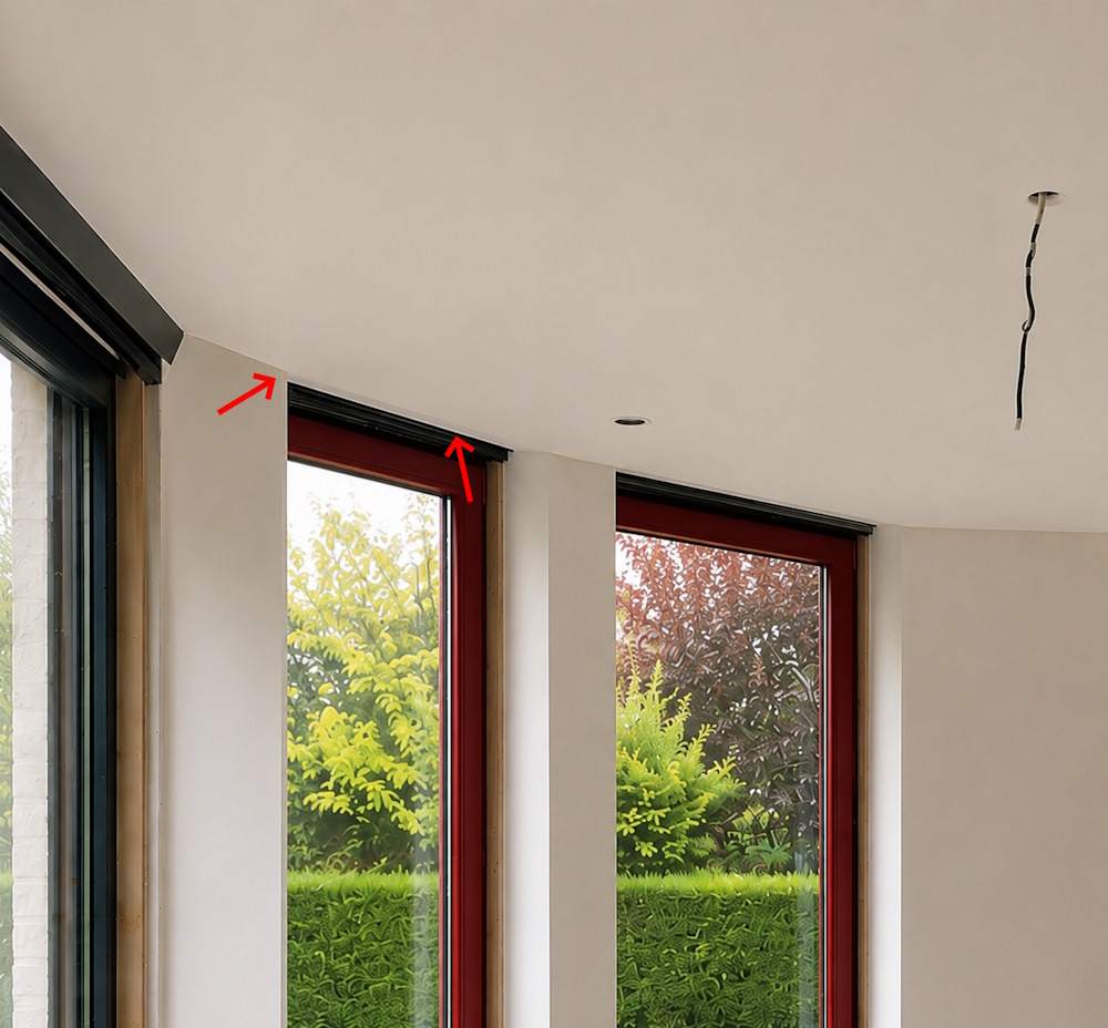 Detailfoto beschikbare inbouwdiepte bij kozijn